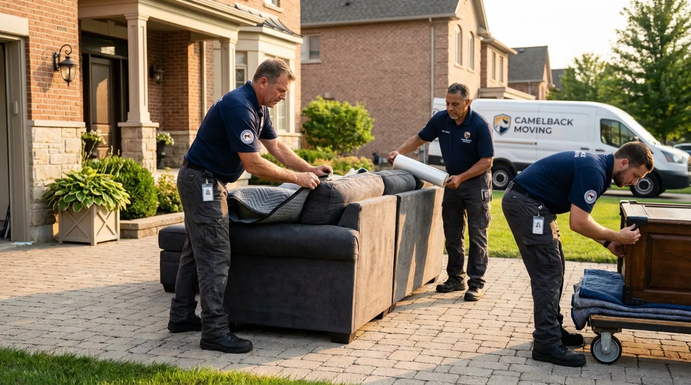 Large estate moving crew wrapping furniture in Hope, IN